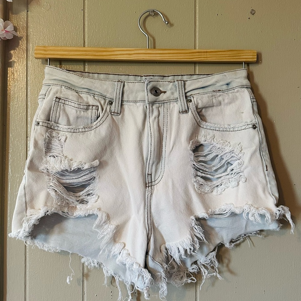 Celebrity Pink Frayed Light Blue Jean Shorts